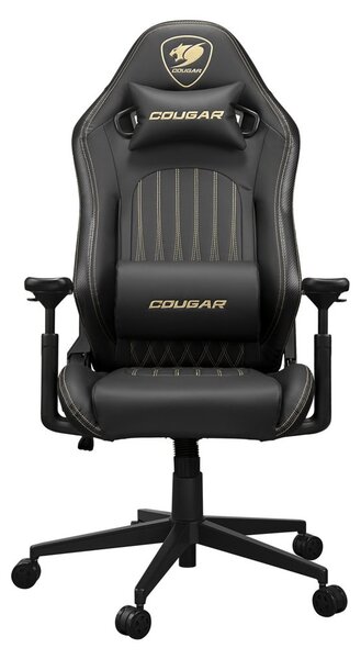 Геймърски стол Cougar Gaming Explore Royal, до 120kg, PVC кожа, заключване в позиция, 3D регулируеми подлакътници, черен