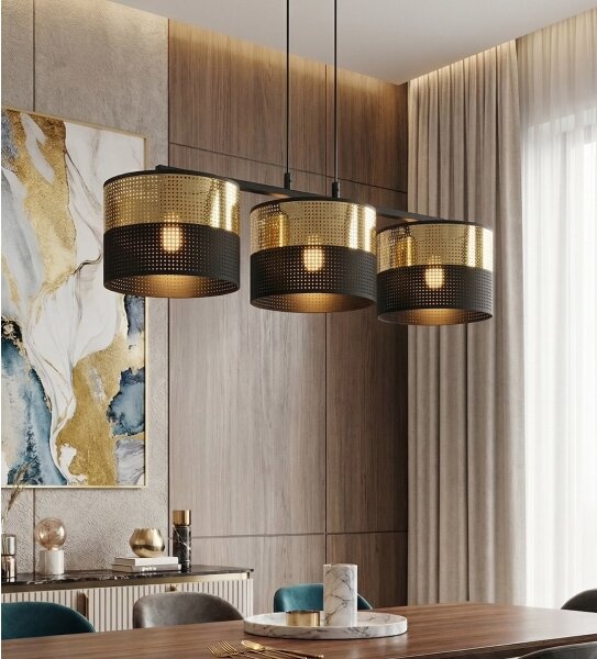 Полилей на кабел LUX 3xE27/15W/230V черен/златист