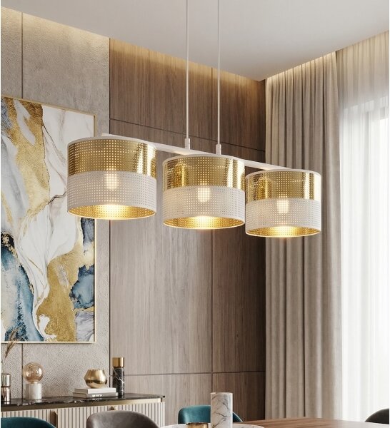 Полилей на кабел LUX 3xE27/15W/230V бял/златист
