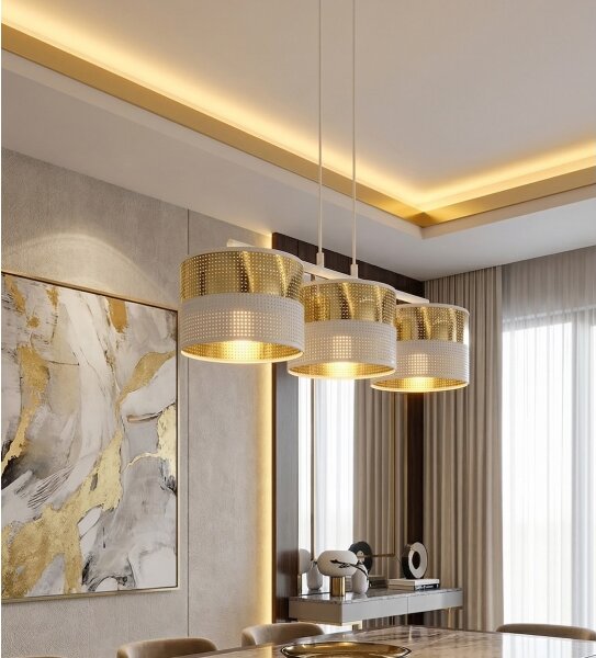 Полилей на кабел LUX 3xE27/15W/230V бял/златист