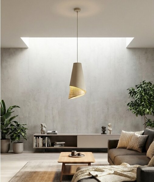 Висяща лампа на кабел MODA 1xE27/15W/230V бежов/ратан