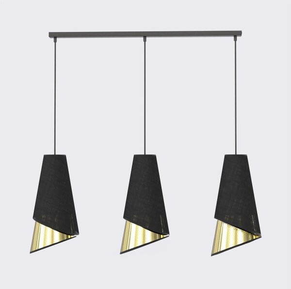 Полилей на кабел MODA 3xE27/15W/230V черно/златно