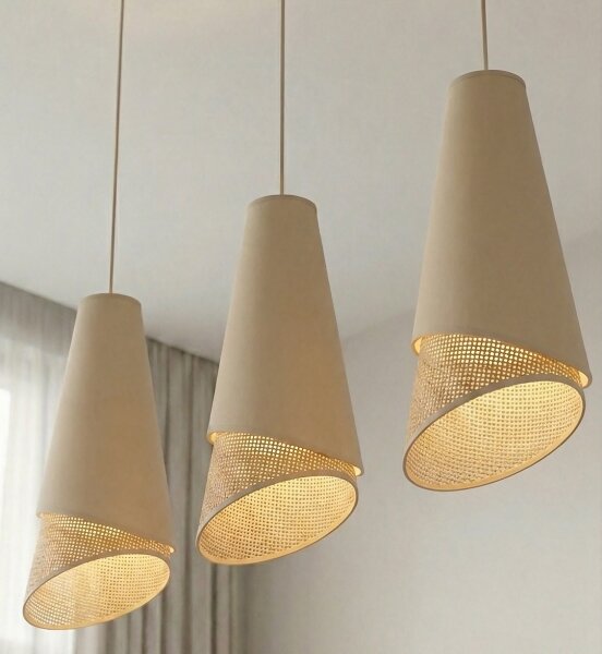 Полилей на кабел MODA 3xE27/15W/230V бежов/ратан
