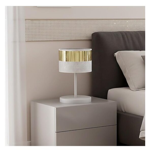 Настолна лампа LUX 1xE27/15W/230V бяла/златна