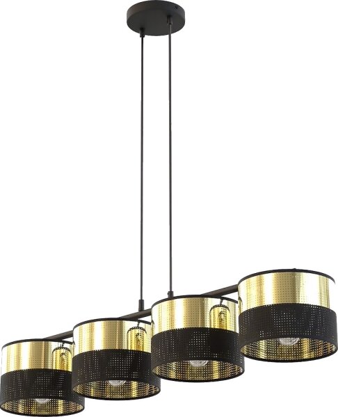 Полилей на кабел LUX 4xE27/15W/230V черен/златен