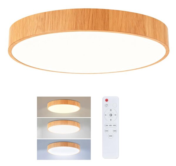 Brilagi - димируем LED плафон POOL LED/50W/230V Ø 40 см дървесен декор + с дистанционно управление