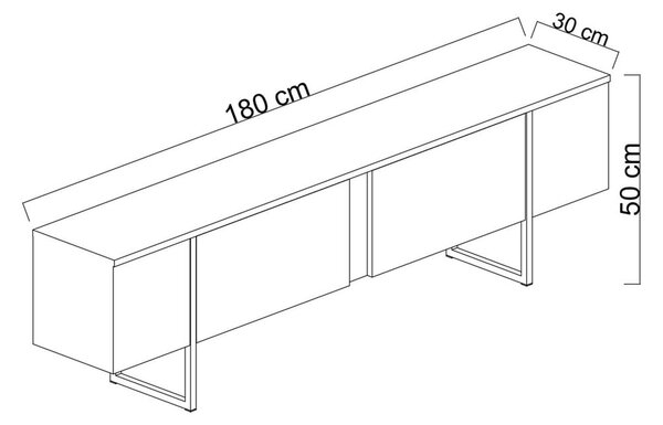 Маса за телевизор от декор от орех в естествен цвят 180x30 cm Luxe – Kalune Design