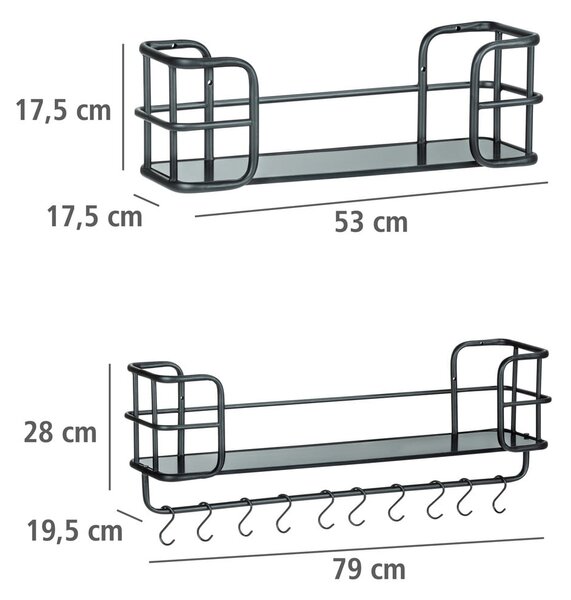 Черни метални стенни рафтове в комплект 2 бр. 79 cm Industrial – Wenko