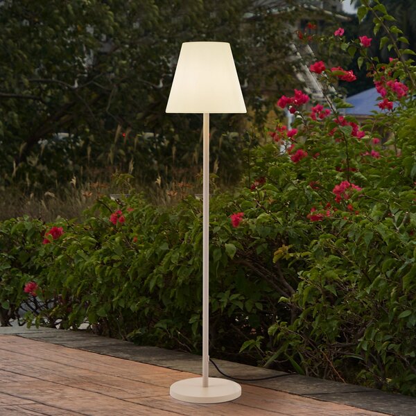 Lucande терасна лампа Jaimy, бежова, метал, 150 cm, E27, Бял, Метал, Модерен