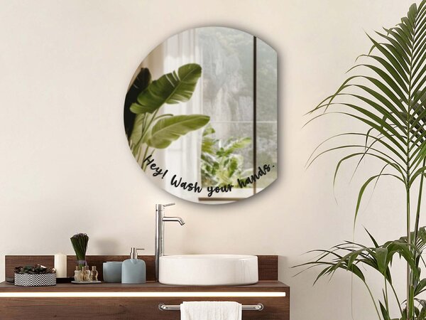 Стикер за огледало S47 – Hey! Wash your hands. (round) 39x12