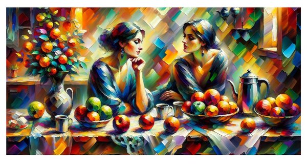 Картина на платно – Две жени с ябълки
