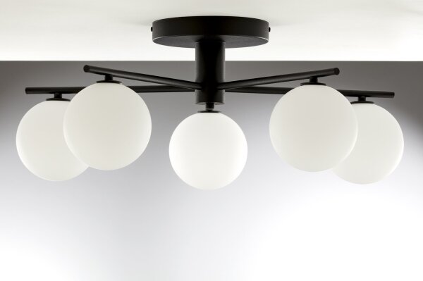 Jupiter 2049 - Полилей за директен монтаж PRATO 5xG9/14W/230V черно/бяло