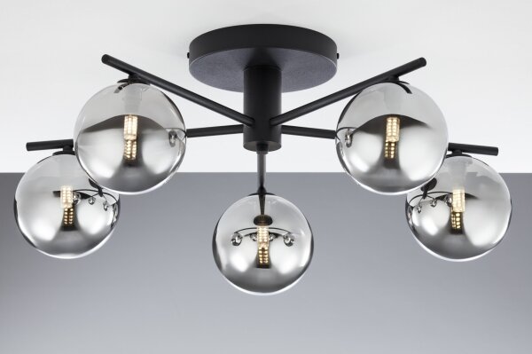Jupiter 2048 - Повърхностно монтиран полилей PRATO 5xG9/14W/230V черно/димчато сиво
