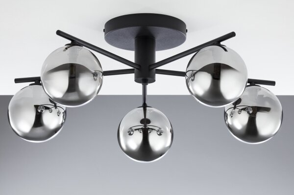 Jupiter 2048 - Повърхностно монтиран полилей PRATO 5xG9/14W/230V черно/димчато сиво