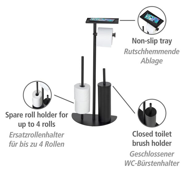 Черна стоманена поставка за тоалетна хартия с четка Cosenza - Wenko