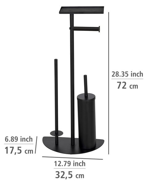 Черна стоманена поставка за тоалетна хартия с четка Cosenza - Wenko