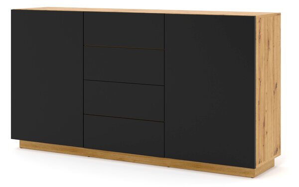 Комод AURA 2D4S 164 см, дъб артисан/черен мат