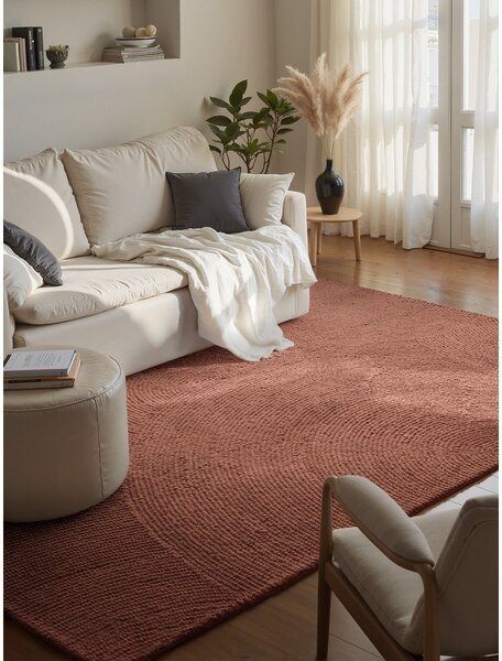 Теракотен ръчно изработен вълнен килим 80x150 cm Calmio – Hanse Home