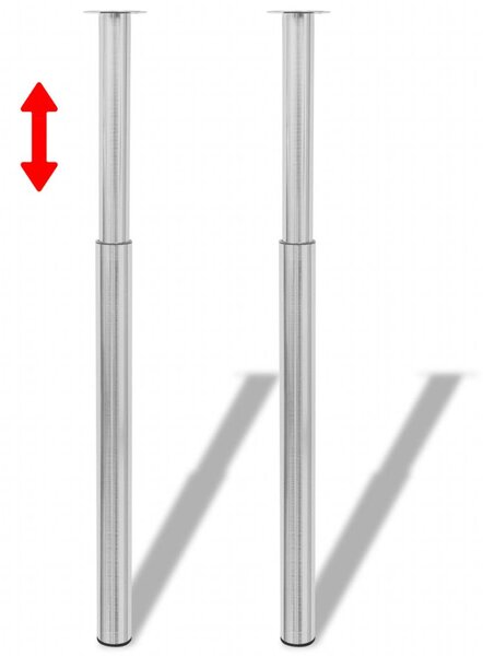 Телескопични крака за маса, матиран никел, 2 бр, 710 мм-1100 мм