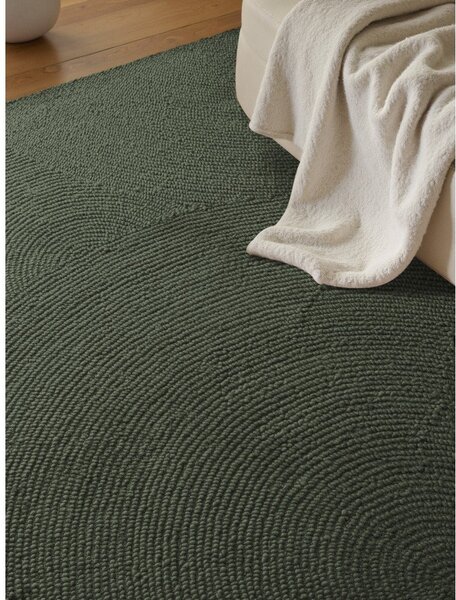 Тъмнозелен ръчно изработен вълнен килим 160x230 cm Calmio – Hanse Home