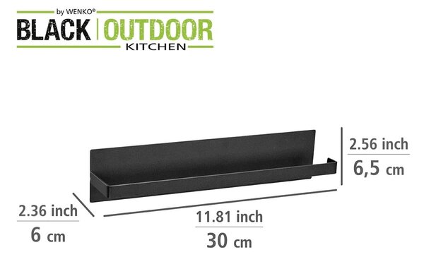 Черен магнитен държач за кухненски ролки Black Outdoor Kitchen Ima - Wenko