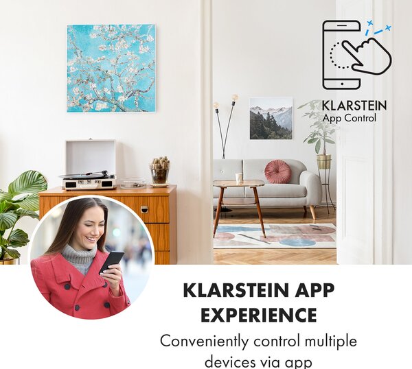 Klarstein Wonderwall Air Art Smart, инфрачервен нагревател, 60 х 60 см, 350 W, бадемов цвят