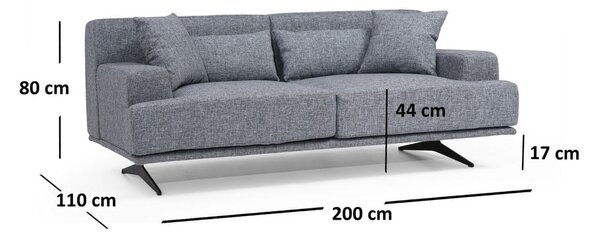 Тъмносив диван 200 cm Bentley - Balcab Home