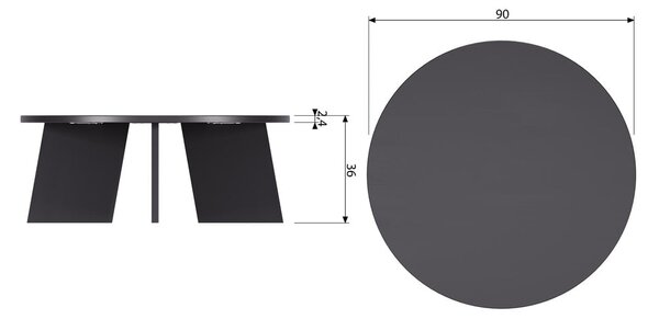 Черна кръгла маса за кафе ø 90 cm Fries - Basiclabel