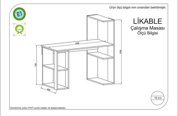 Работна маса 60x120 cm Likable - Gauge Concept