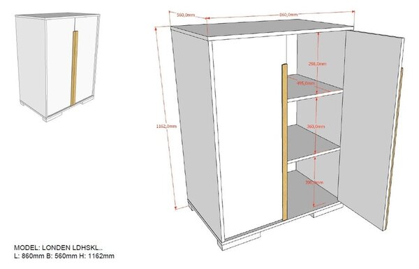 Тъмно сив детски шкаф 98x116 cm London - Vipack