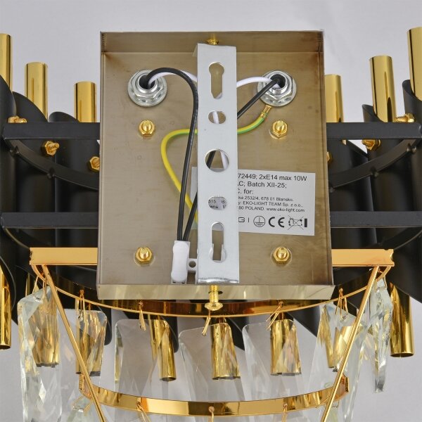 Brilagi - Стенно осветително тяло ECLIPSE 2xE14/10W/230V черно/златно