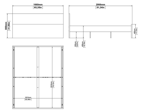 Бяло двойно легло 160x200 cm Naia – Tvilum