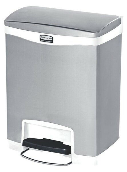 Rubbermaid Кош Slim Jim Front, метален, 30 L, бял