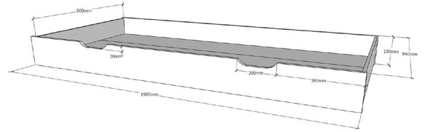 Чекмедже от естествена борова дървесина за под детско легло , 90 x 200 cm Dallas - Vipack