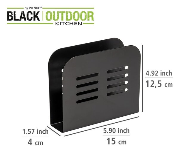 Черен държач за салфетки Black Outdoor Kitchen Baco - Wenko