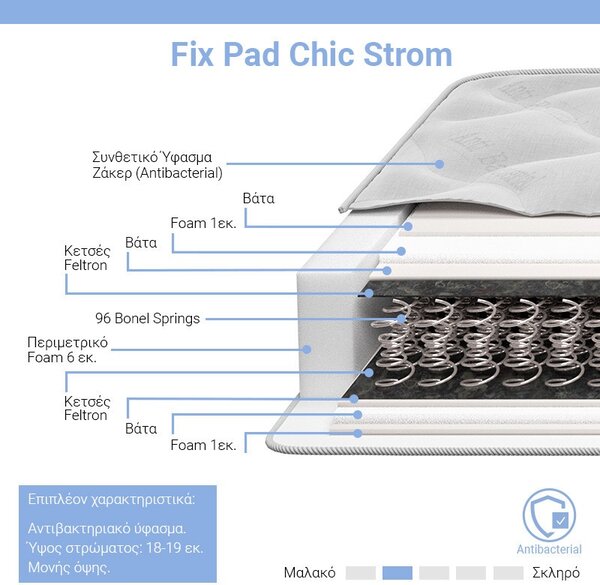 Матрак Fix Pad Chic Strom с едно лице 18 - 19см 120x200см
