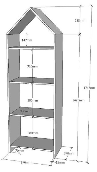 Библиотека White house , 57 x 171 cm Casami - Vipack