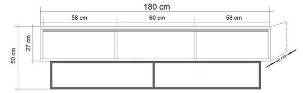 Маса за телевизор от декор от орех в естествен цвят 180x50 cm Rodez – Kalune Design