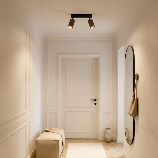 TK Lighting Таванна лампа Tune, 2-пламъчна, кафява, метал, дължина 44 cm, Затъмняване, Кафяв / ръждив, Дневна/трапезария, Алуминий