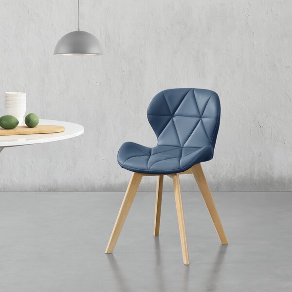 Dining chair Älmhult set of 2 81x57 cm faux leather beech chairs living room chair kitchen chair blue