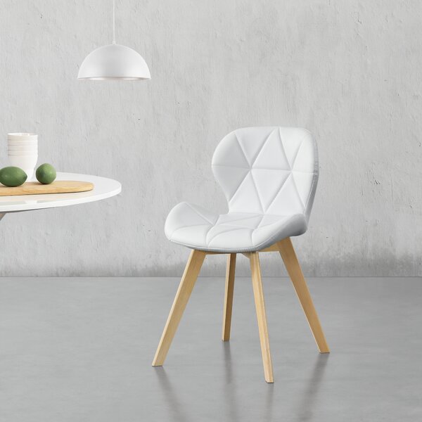 Dining chair Älmhult set of 2 81x57 cm faux leather beech chairs living room chair kitchen chair white