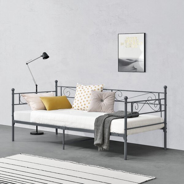 Metal Bed Kerava 90x200 cm Dark Grey