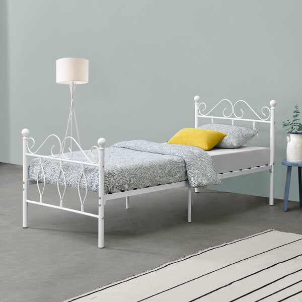 Metal Bed Abolda 90x200 cm Double Bed up to 200kg White