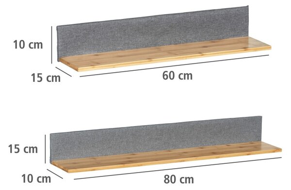 Бамбукови рафтове в сиво-естествен цвят в комплект от 2 броя по 80 см Bahari - Wenko