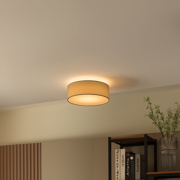 Таванна лампа бяла 30 см с LED - Drum LED