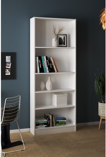 Бял шкаф за книги 79x203 cm Basic - Tvilum