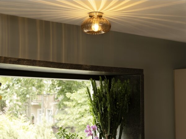 Osram - Плафон GOLD GLASS 1xE27/12W/230V Ø 28 cm златист/опушен