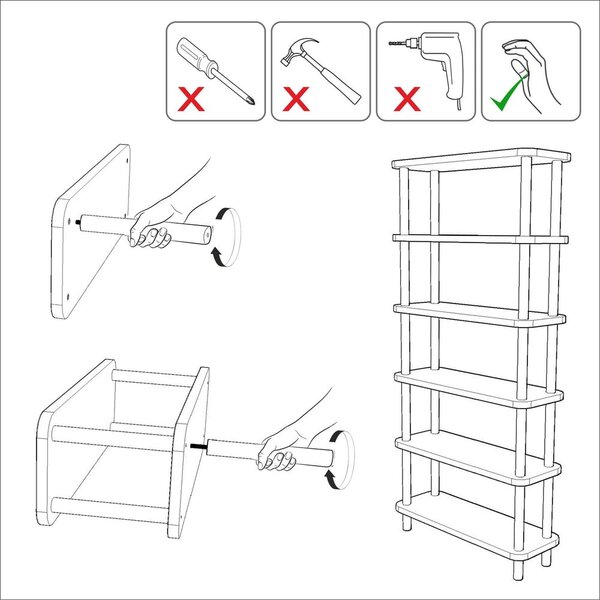 Етажерка за книги в декор от бор в естествен цвят 80x168,5 cm Step - Kalune Design