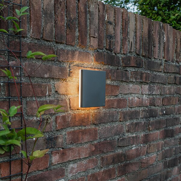 Дизайнерски стенен аплик сив алуминий 15 см с LED 9W - Skyf
