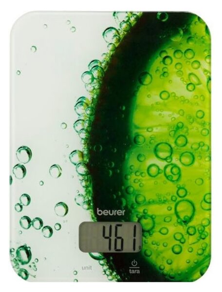 Кухненска везна Beurer KS 19 Fresh, До 5 кг, ТАРА, Сензорно управление, LCD, Стъкло, Ултратънка, Зелен